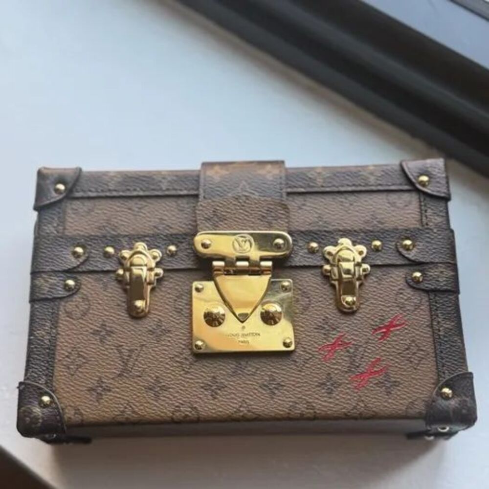 Louis Vuitton Petite Malle Crossbody Handbag Monogram Reverse